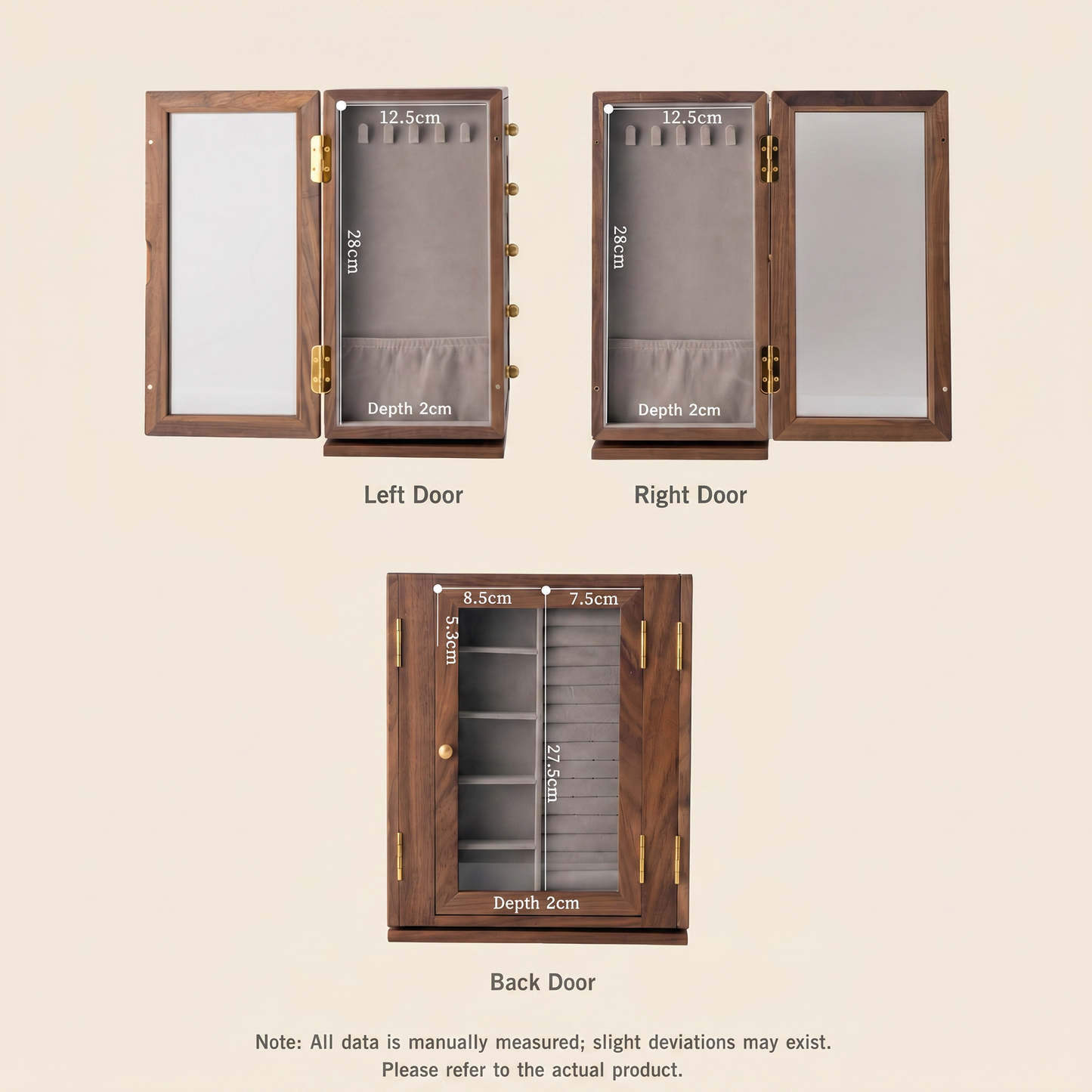 Roselyn 5-Drawer Hand-painted Walnut Jewelry Cabinet