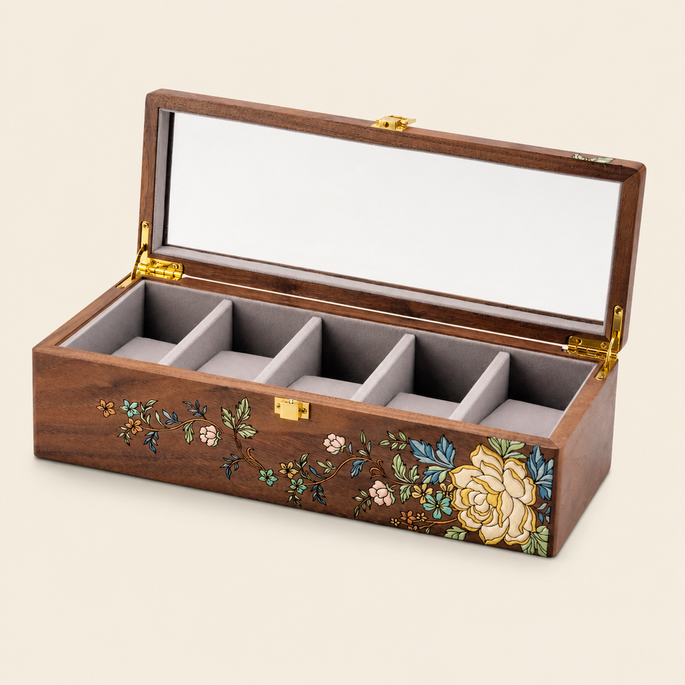 Daphne Hand-Painted Walnut Watch Box