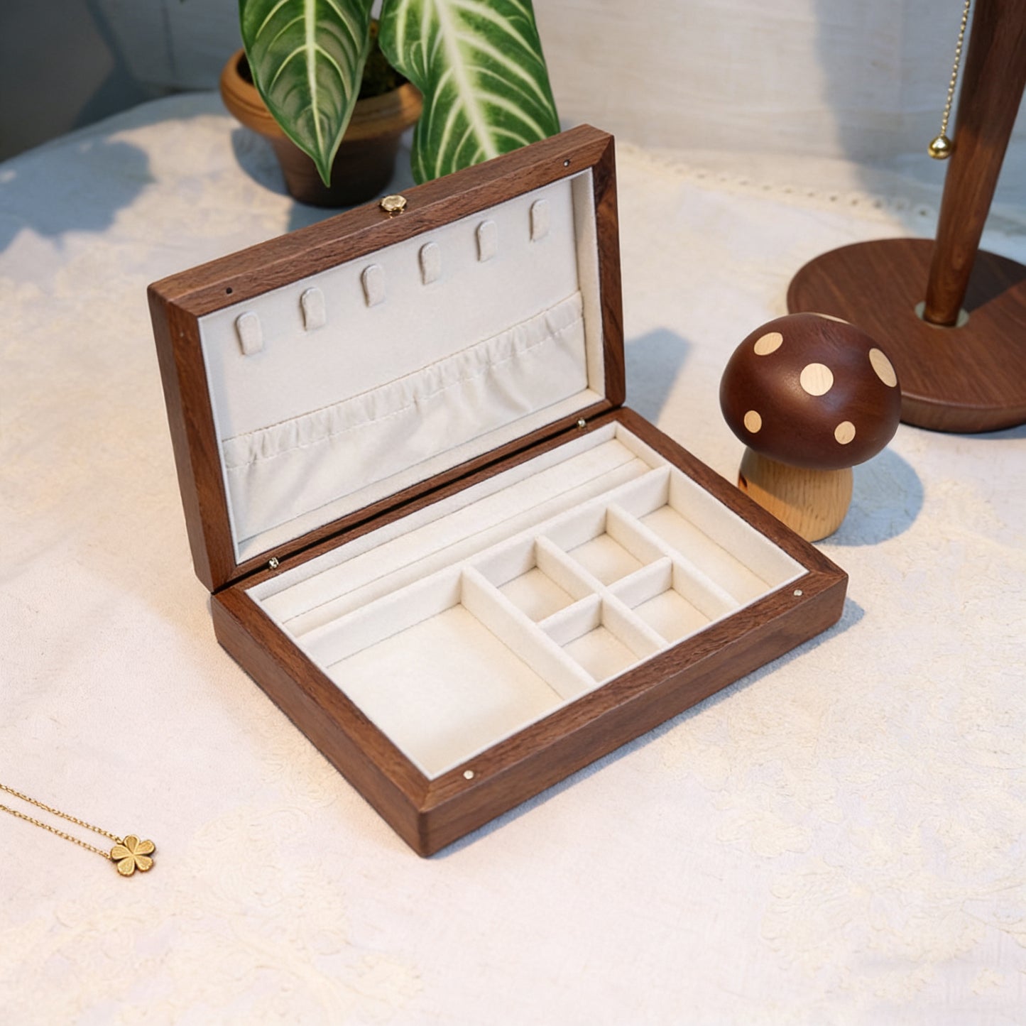Denise Grid Walnut Jewelry Box