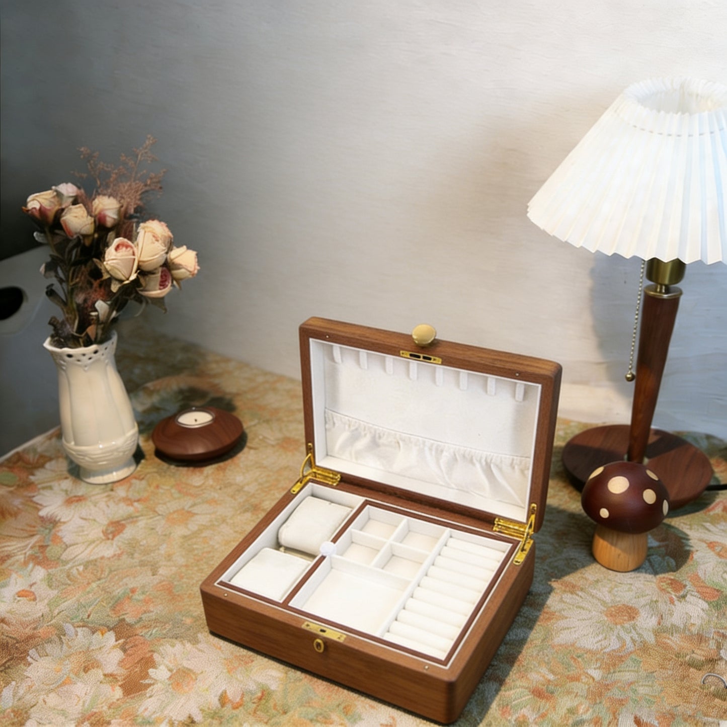 Annette Walnut Double-Layer Jewelry Box