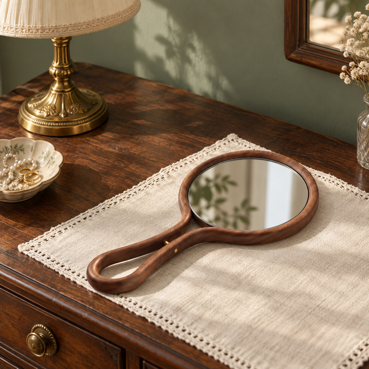 Sienna Solid Walnut Hand Mirror