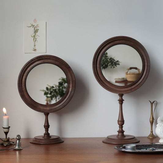 Vintage Wooden Jewelry Box and Retro Wooden Mirror