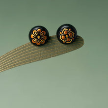 Aurette Hand-Painted Ebony Stud Earrings