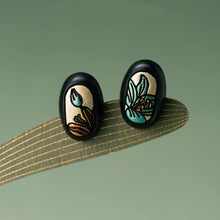 Nerine Hand-Painted Ebony Stud Earrings