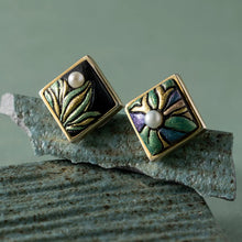 Isolde Hand-Painted Ebony Pearl Stud Earrings