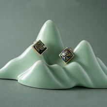 Isolde Hand-Painted Ebony Pearl Stud Earrings