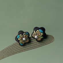 Aveline Hand-Painted African Blackwood Pearl Stud Earrings