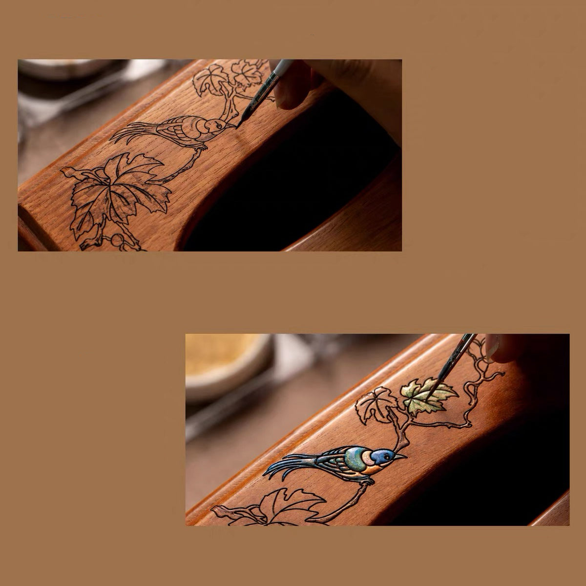 Marielle Hand-Painted Rosewood Tissue Box