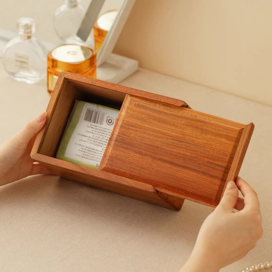 Marielle Hand-Painted Rosewood Tissue Box
