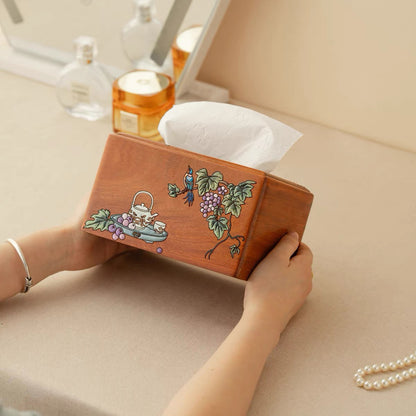 Marielle Hand-Painted Rosewood Tissue Box