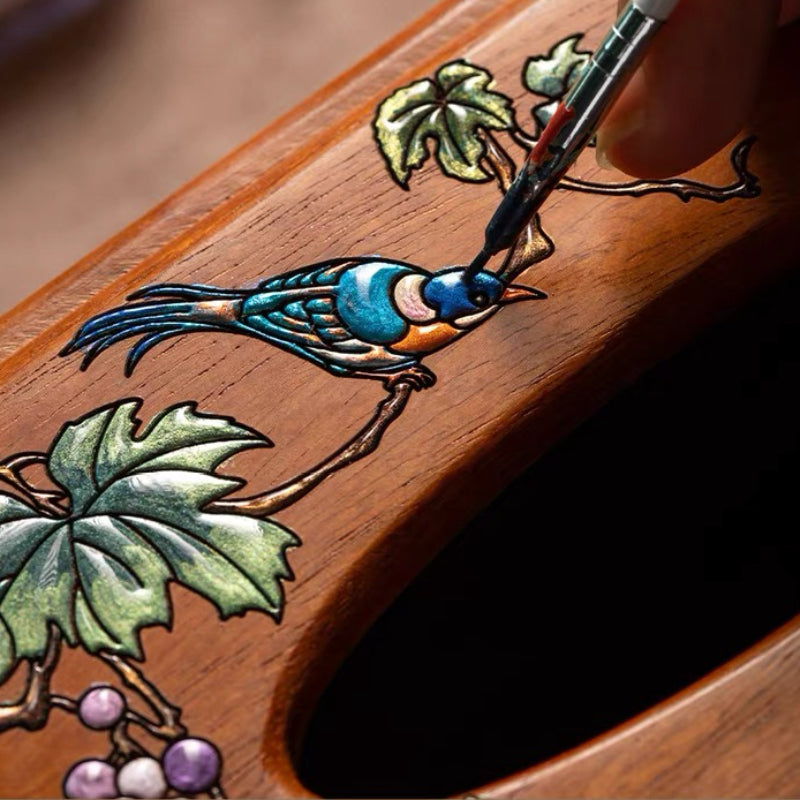 Marielle Hand-Painted Rosewood Tissue Box