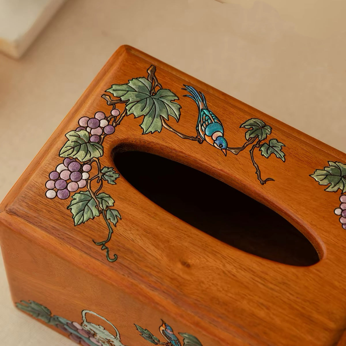 Marielle Hand-Painted Rosewood Tissue Box