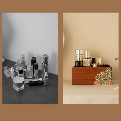 Estelle Hand-Painted Rosewood Makeup Organizer