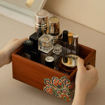 Estelle Hand-Painted Rosewood Makeup Organizer