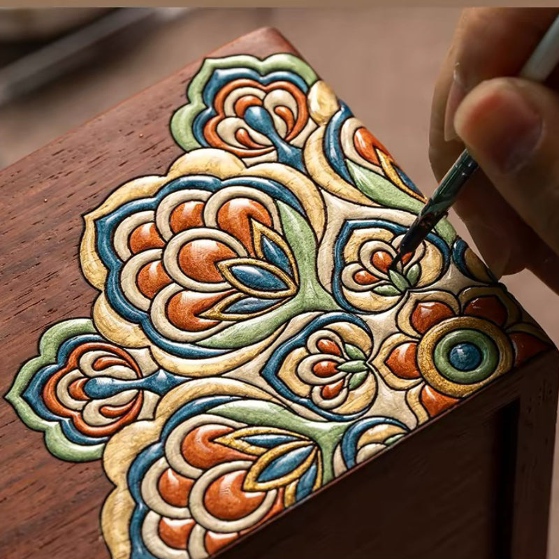 Estelle Hand-Painted Rosewood Makeup Organizer