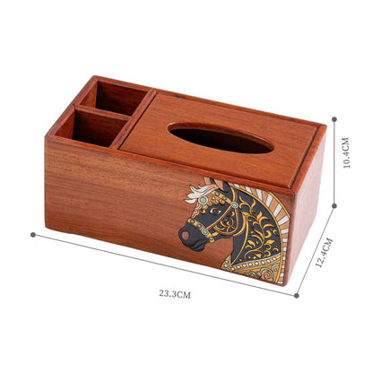 Philippa Hand-Painted Rosewood Tissue Box & Vanity Organizer