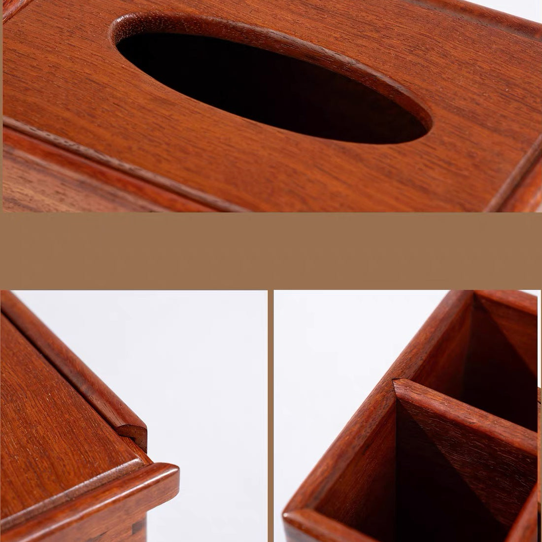 Philippa Hand-Painted Rosewood Tissue Box & Vanity Organizer