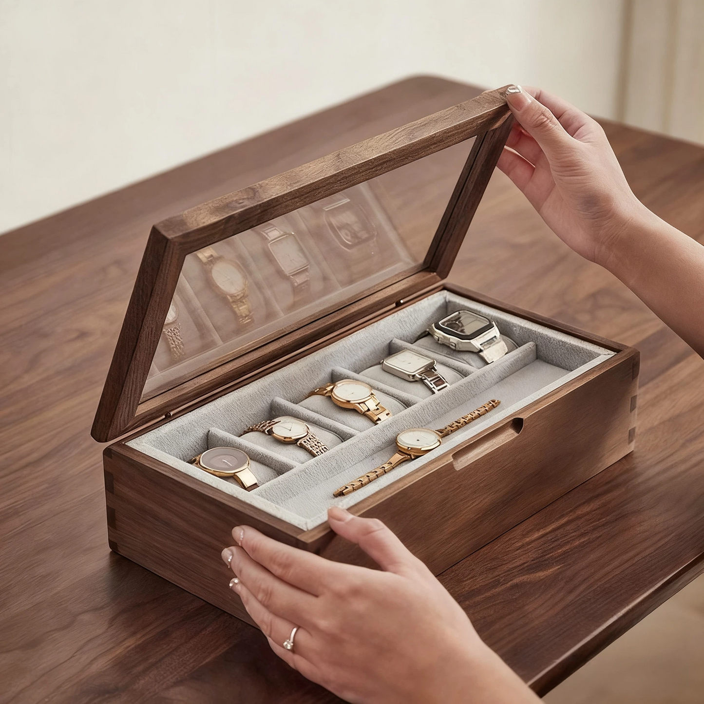 Marcus Solid Walnut Watch Box