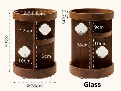 Charlotte Solid Walnut Rotating Makeup Storage Organizer