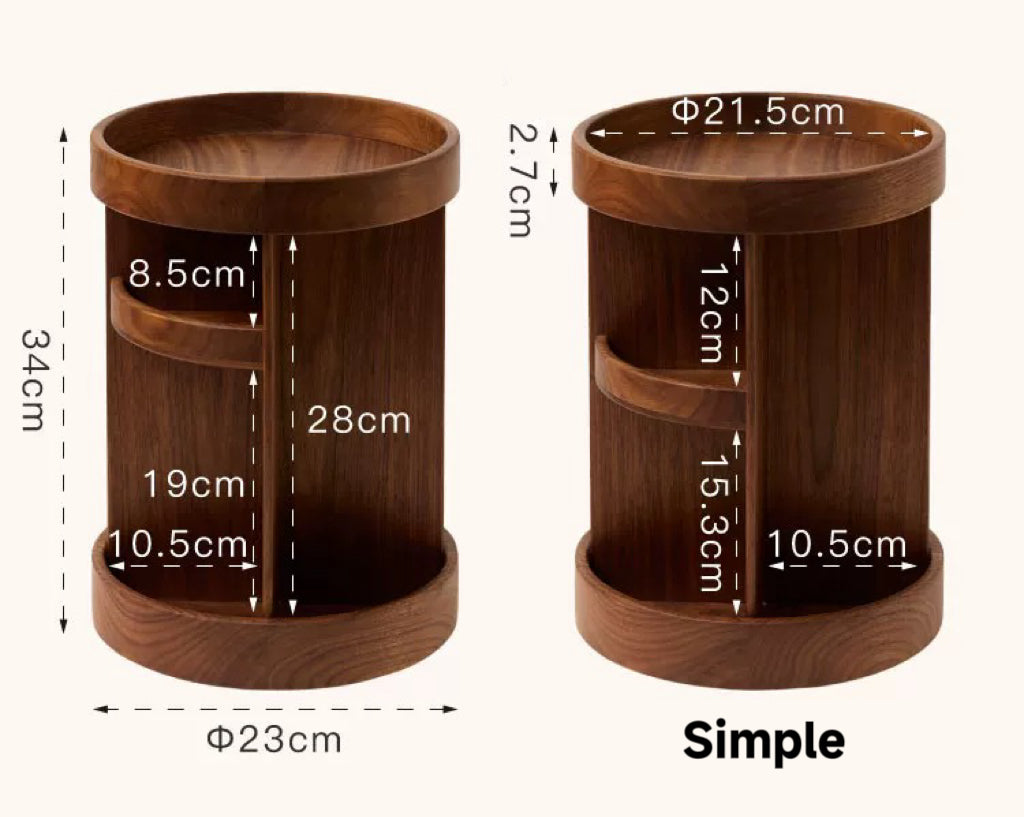 Charlotte Solid Walnut Rotating Makeup Storage Organizer