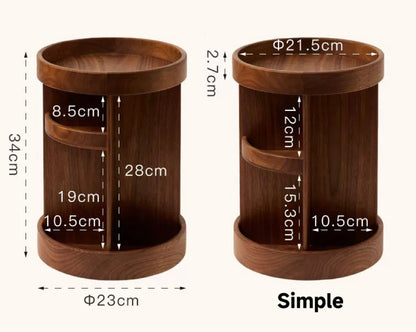 Charlotte Solid Walnut Rotating Makeup Storage Organizer