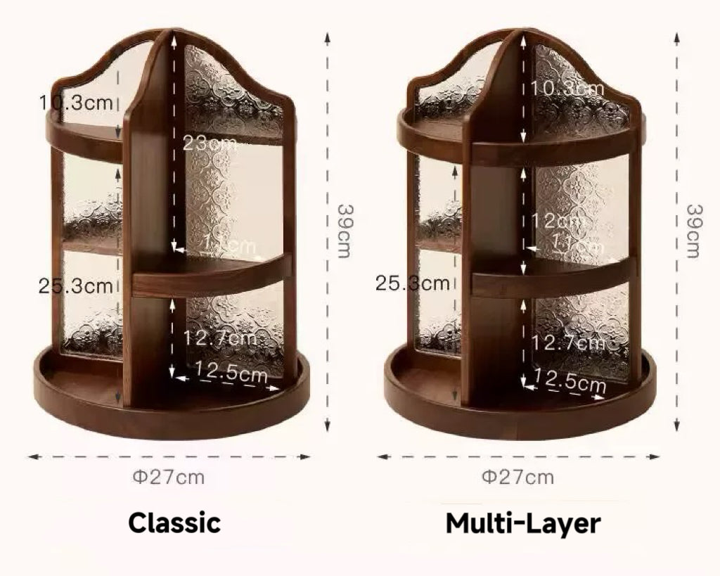 Charlotte Solid Walnut Rotating Makeup Storage Organizer