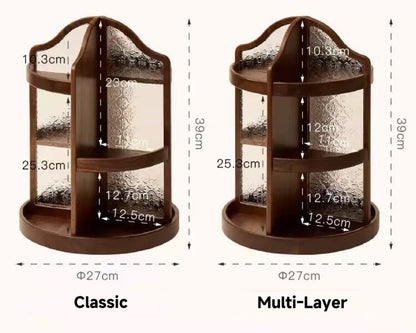 Charlotte Solid Walnut Rotating Makeup Storage Organizer