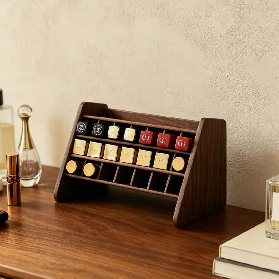 Kiera Walnut Lipstick Organizer With 21-Slot