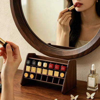 Kiera Walnut Lipstick Organizer With 21-Slot