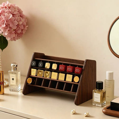 Kiera Walnut Lipstick Organizer With 21-Slot