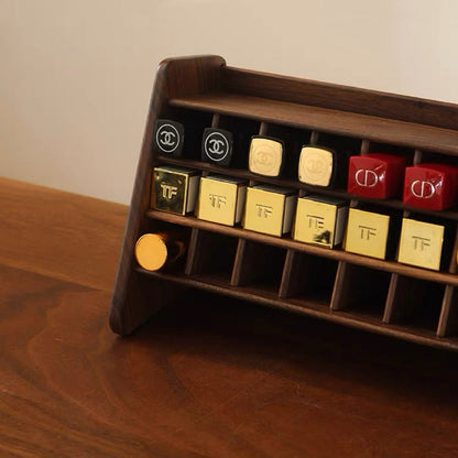 Kiera Walnut Lipstick Organizer With 21-Slot
