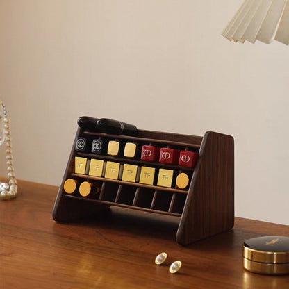Kiera Walnut Lipstick Organizer With 21-Slot