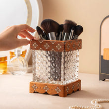 Oaklyn Rosewood Glass Makeup Brush Organizer