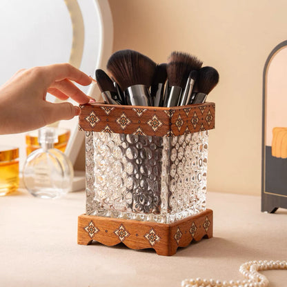 Oaklyn Rosewood Glass Makeup Brush Organizer