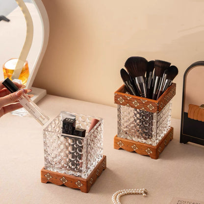 Oaklyn Rosewood Glass Makeup Brush Organizer