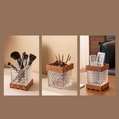 Oaklyn Rosewood Glass Makeup Brush Organizer