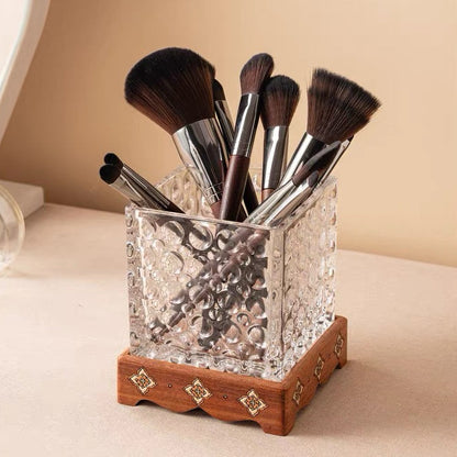 Oaklyn Rosewood Glass Makeup Brush Organizer