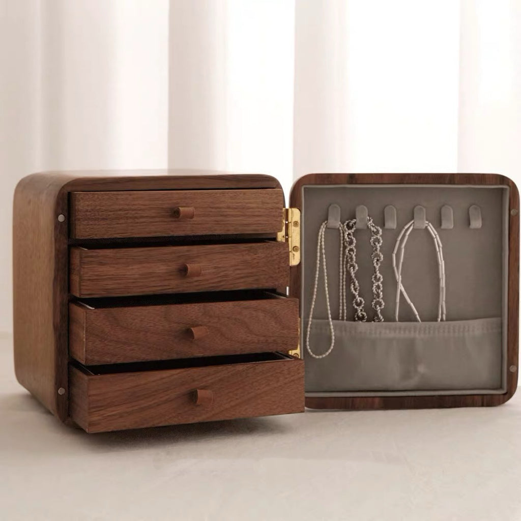 Elissa Rattan Walnut Jewelry Cabinet