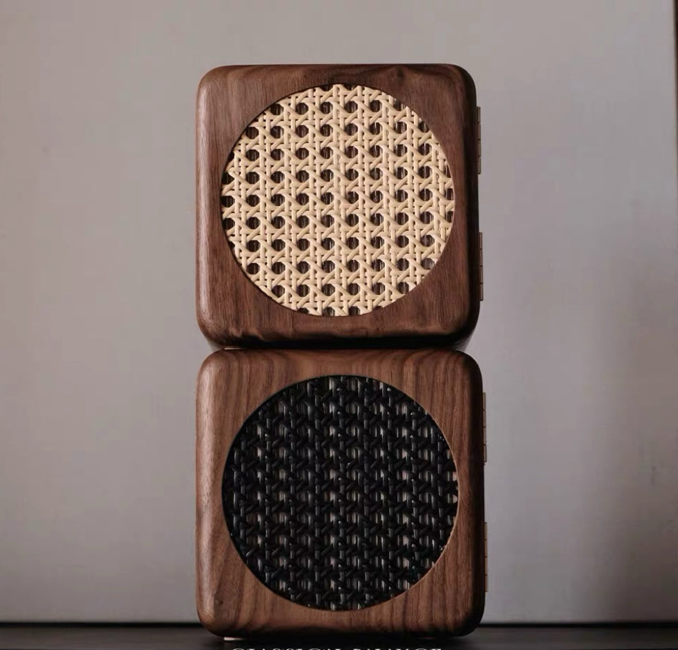 Elissa Rattan Walnut Jewelry Cabinet