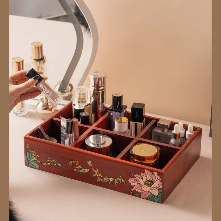 Marielle Rosewood Makeup & Remote Control Organizer