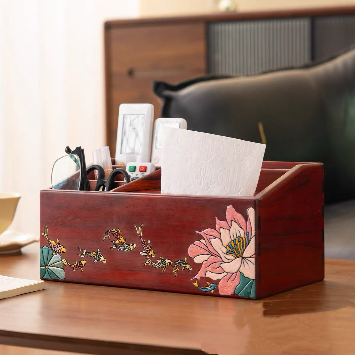 Marielle Rosewood Makeup & Remote Control Organizer