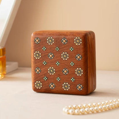 Celina Floral-Inlay Rosewood Jewelry Box