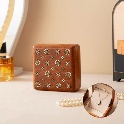 Celina Floral-Inlay Rosewood Jewelry Box