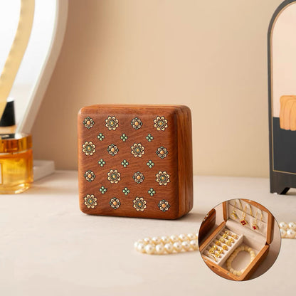 Celina Floral-Inlay Rosewood Jewelry Box