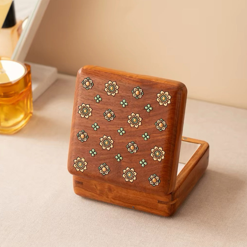 Celina Floral-Inlay Rosewood Jewelry Box