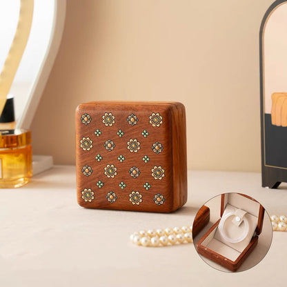 Celina Floral-Inlay Rosewood Jewelry Box