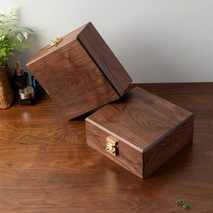 Talina Square Walnut Jewelry Box WIth Two-Layer