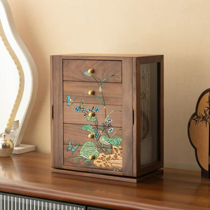 Roselyn 5-Drawer Hand-painted Walnut Jewelry Cabinet