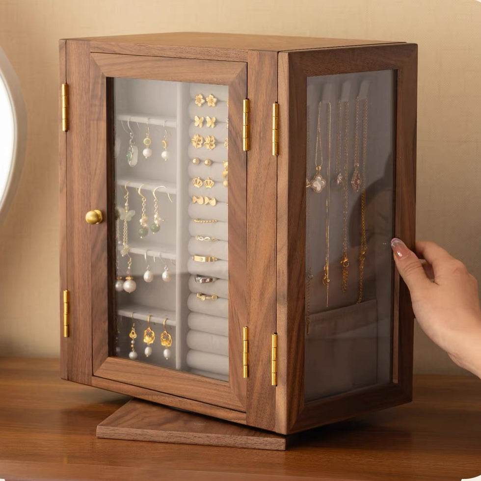 Roselyn 5-Drawer Hand-painted Walnut Jewelry Cabinet