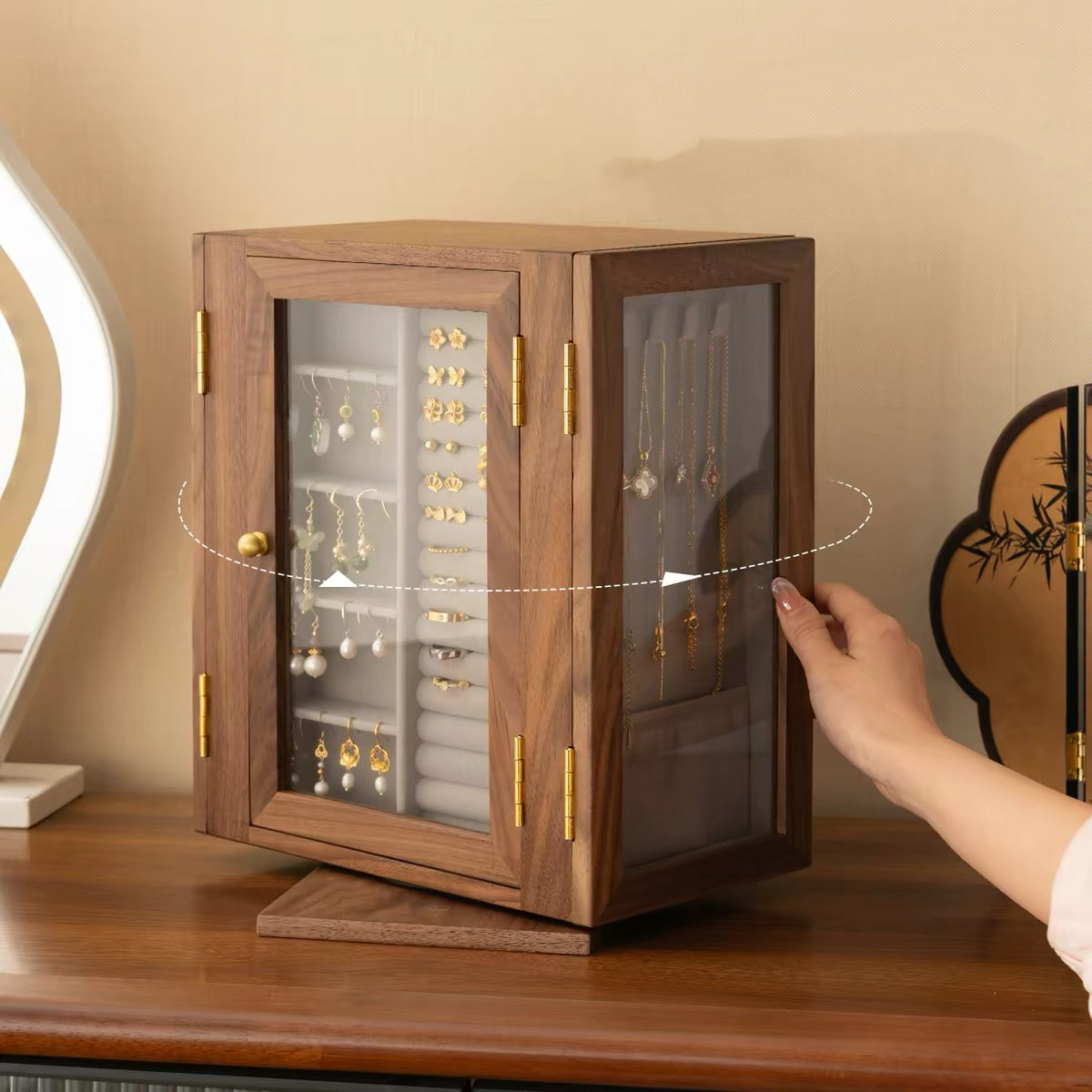 Roselyn 5-Drawer Hand-painted Walnut Jewelry Cabinet